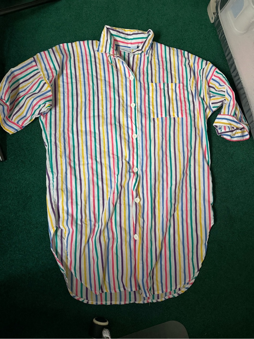 Vintage stripped Quiet Moments knee length top -Multicolor